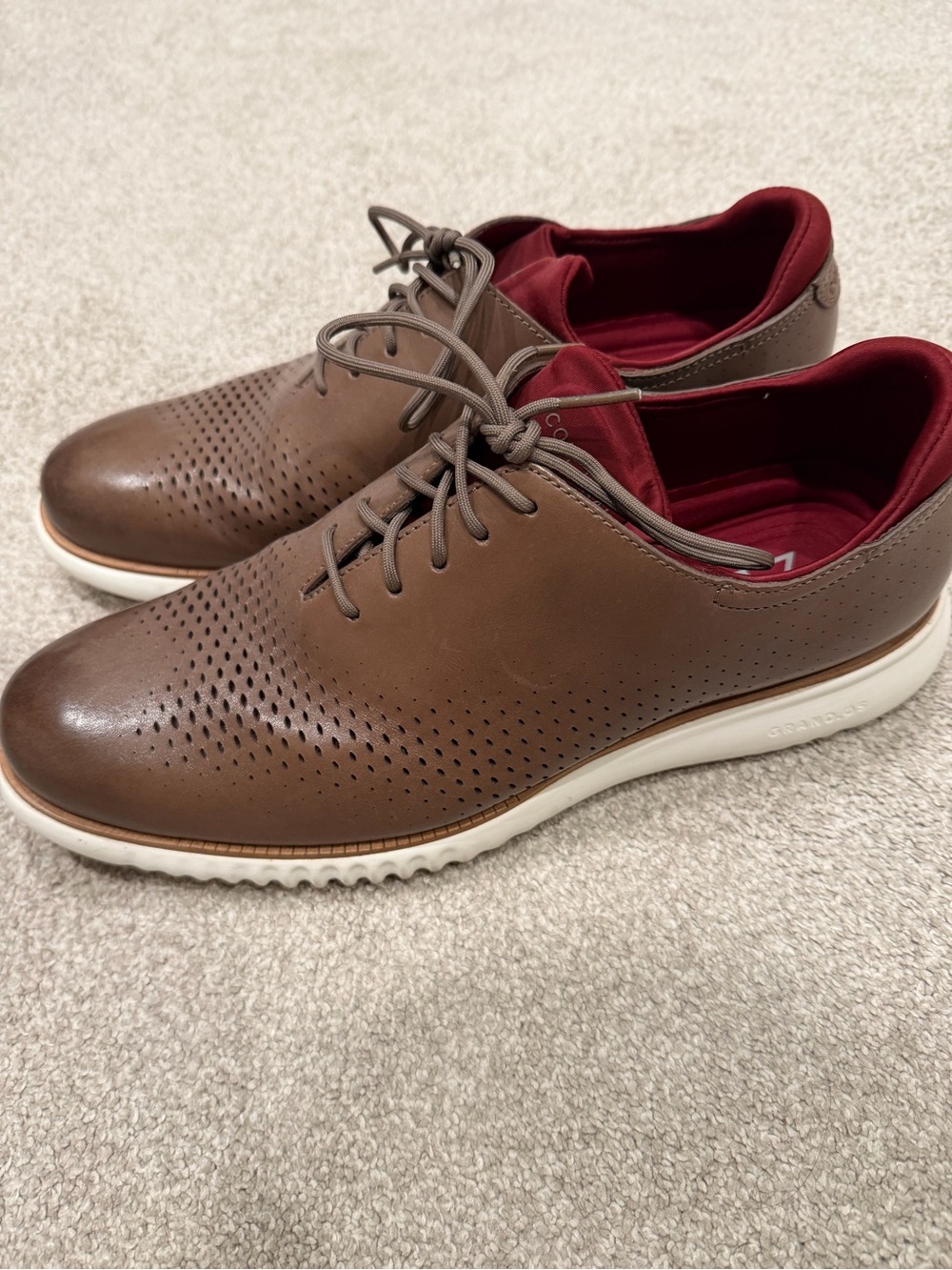 Cole Haan Brown Leather Oxfords with Red Interior